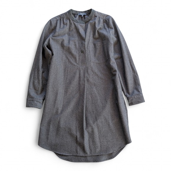 Madewell Latitude Wool Flannel Shirt Dress Charcoal Gray Sz M - Picture 2 of 6